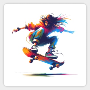 Skatergirl on Skateboard Magnet